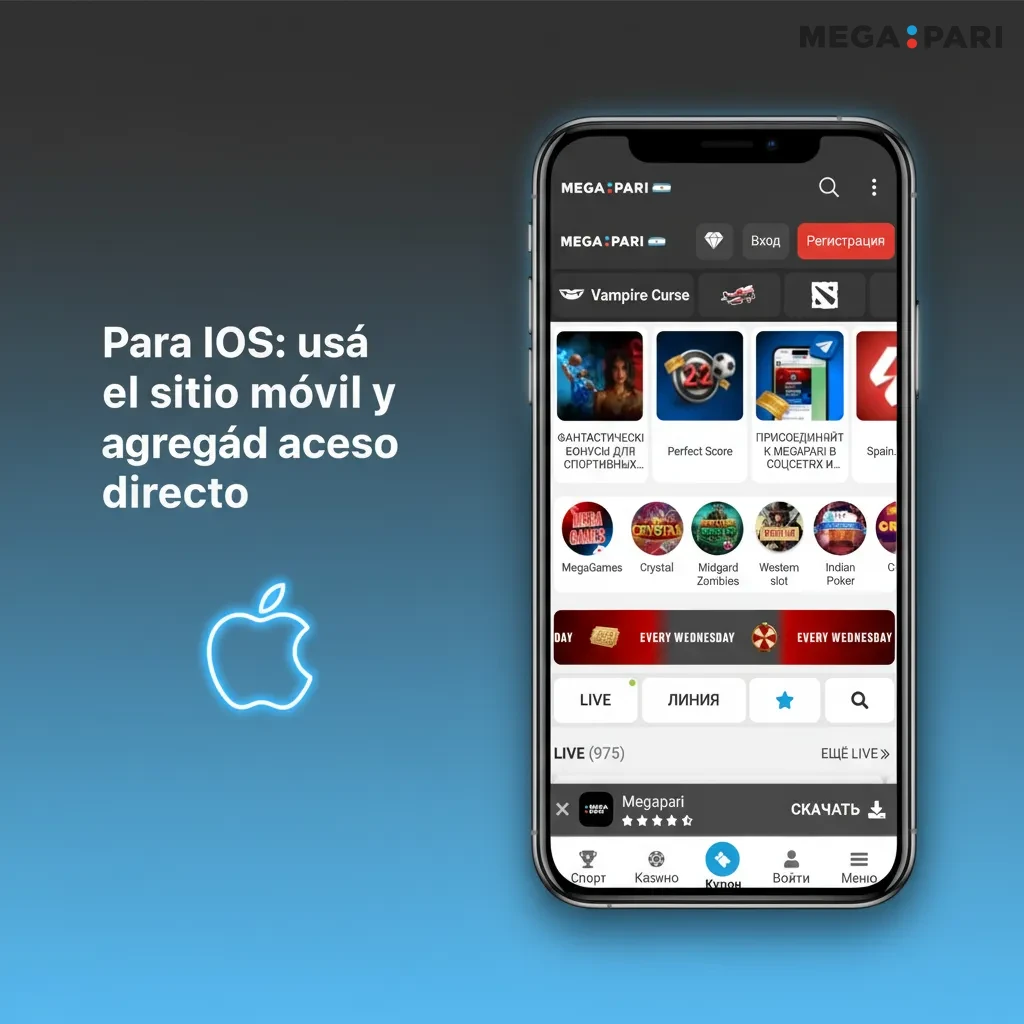 iPhone con Safari mostrando Compartir y 'Agregar a pantalla de inicio' del sitio móvil del casino.
