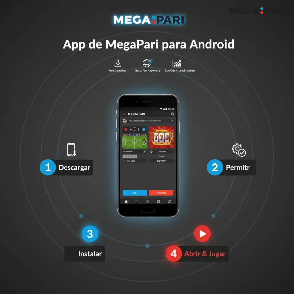 App de MegaPari para Android con apuestas y casino, cuotas en vivo, mercados locales y guía de instalación.