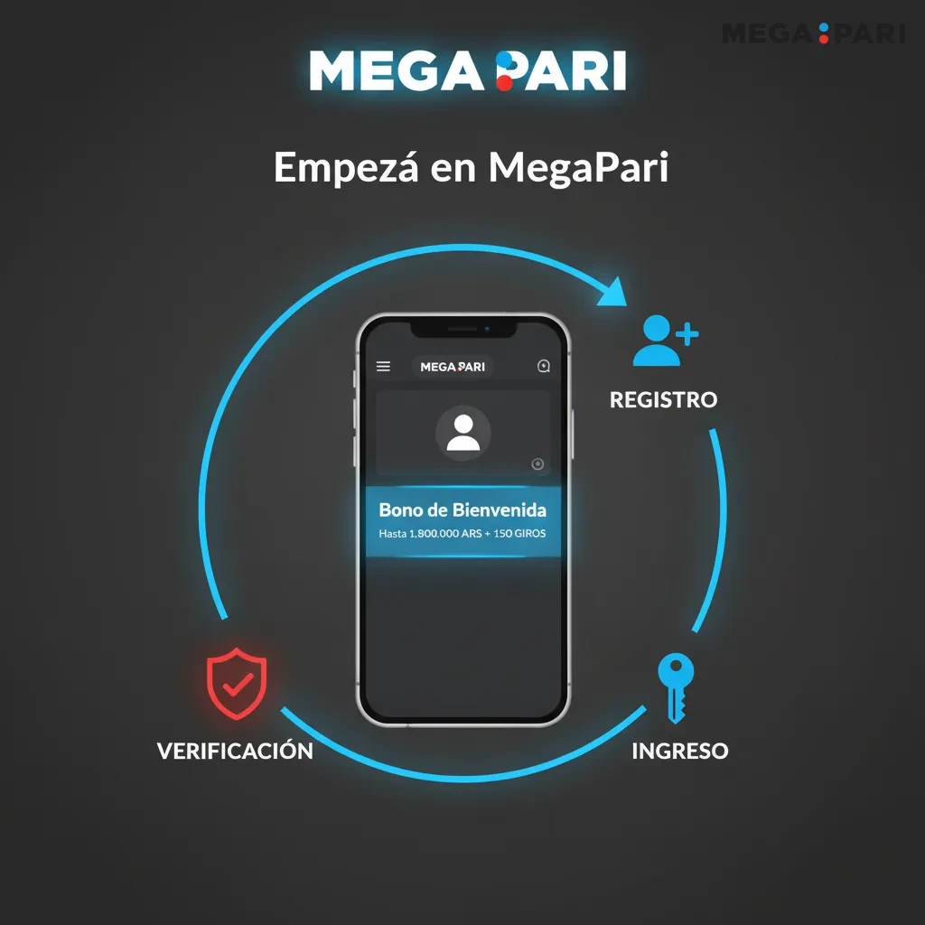 Empezá: registro, ingreso y verificación en MegaPari Argentina; deportes y casino, app/web, soporte y bono.