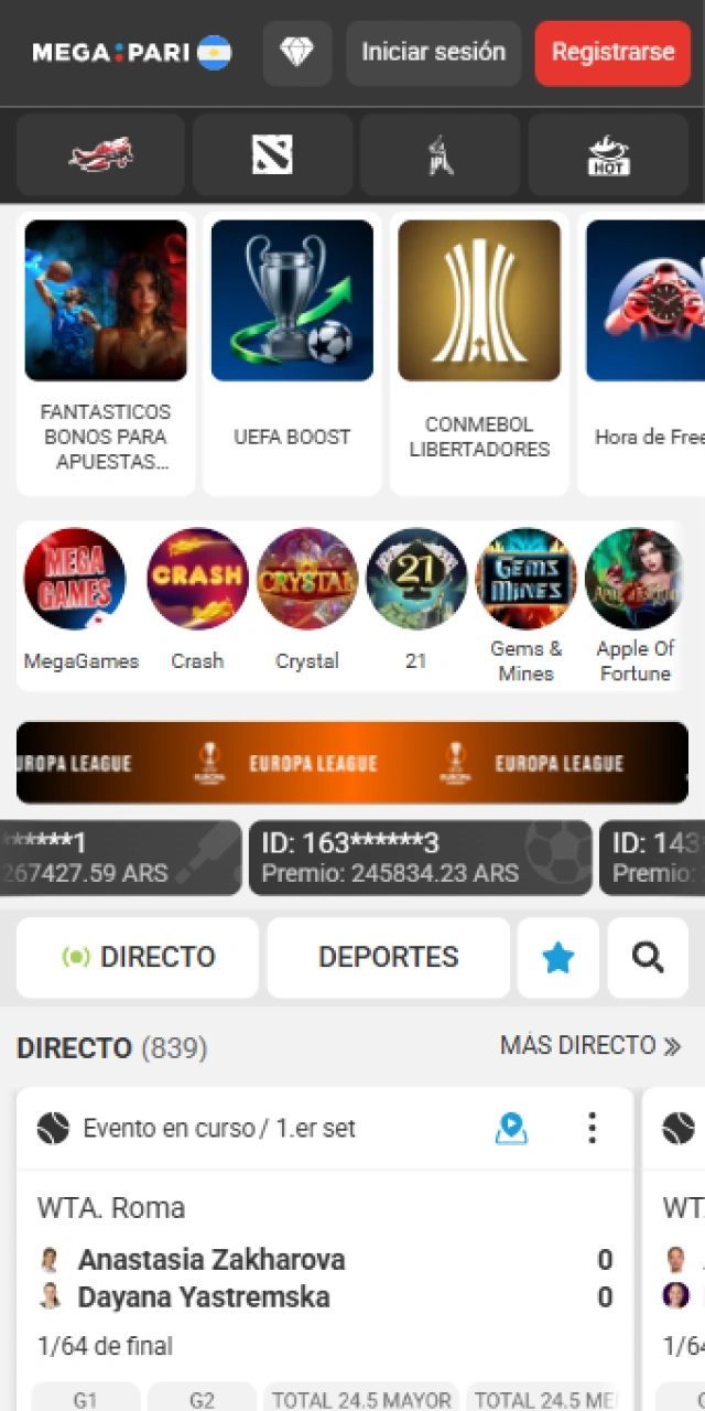 Abrí la MegaPari App para iniciar la actualización del sistema hoy.