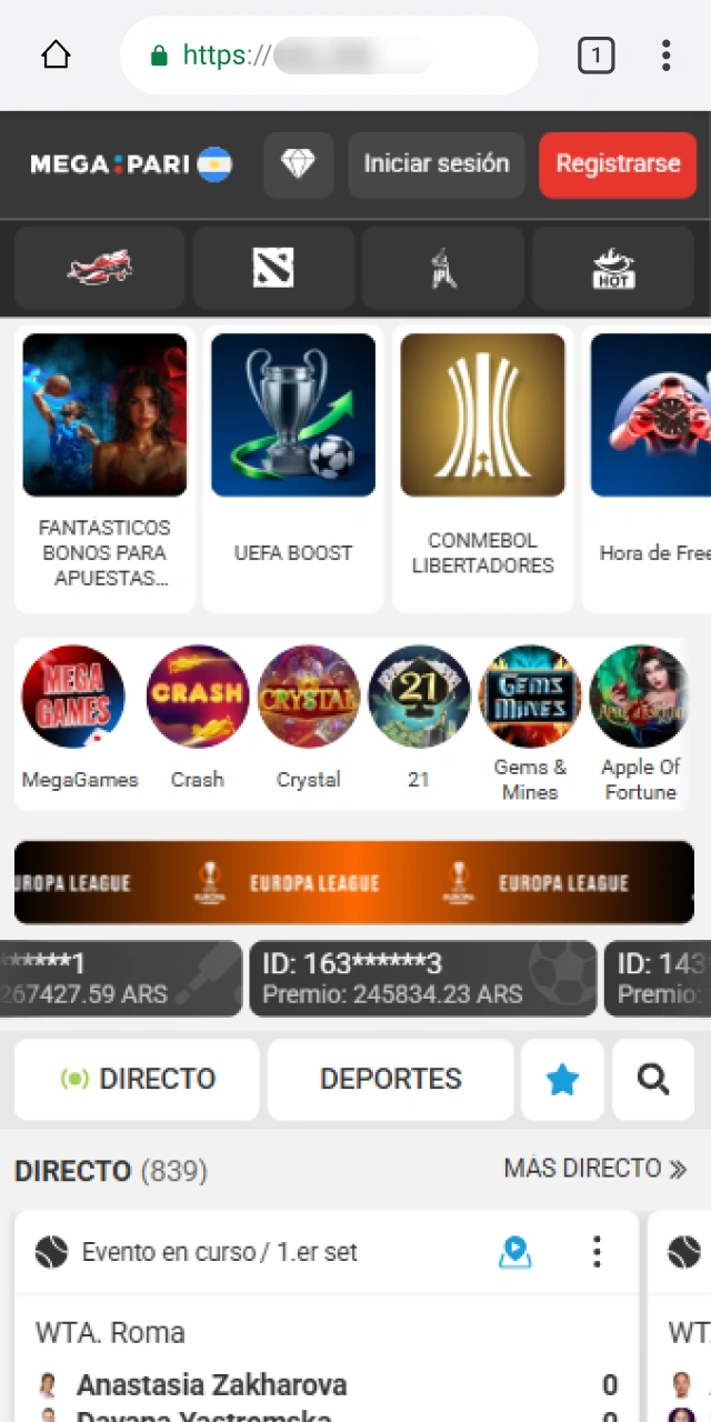 Descargá el archivo APK para Android desde la MegaPari App oficial.