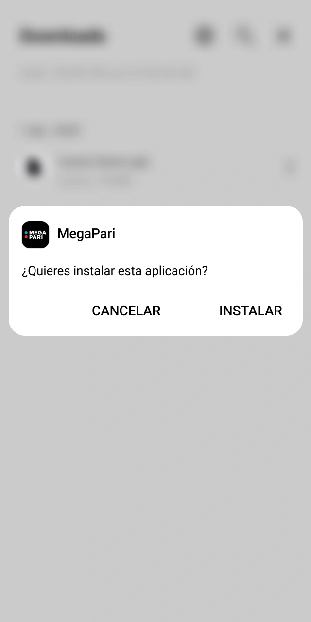 Completá el proceso en Android para abrir la MegaPari App ahora.