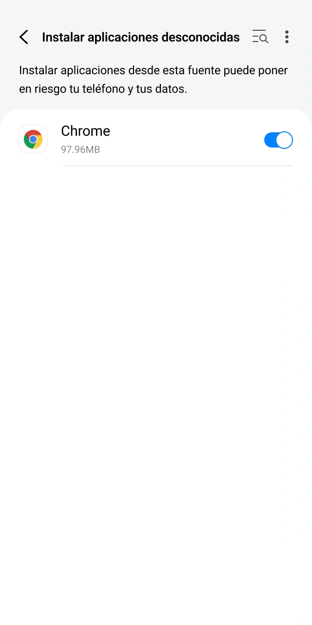 Habilitá las fuentes desconocidas en Android para configurar la MegaPari App.