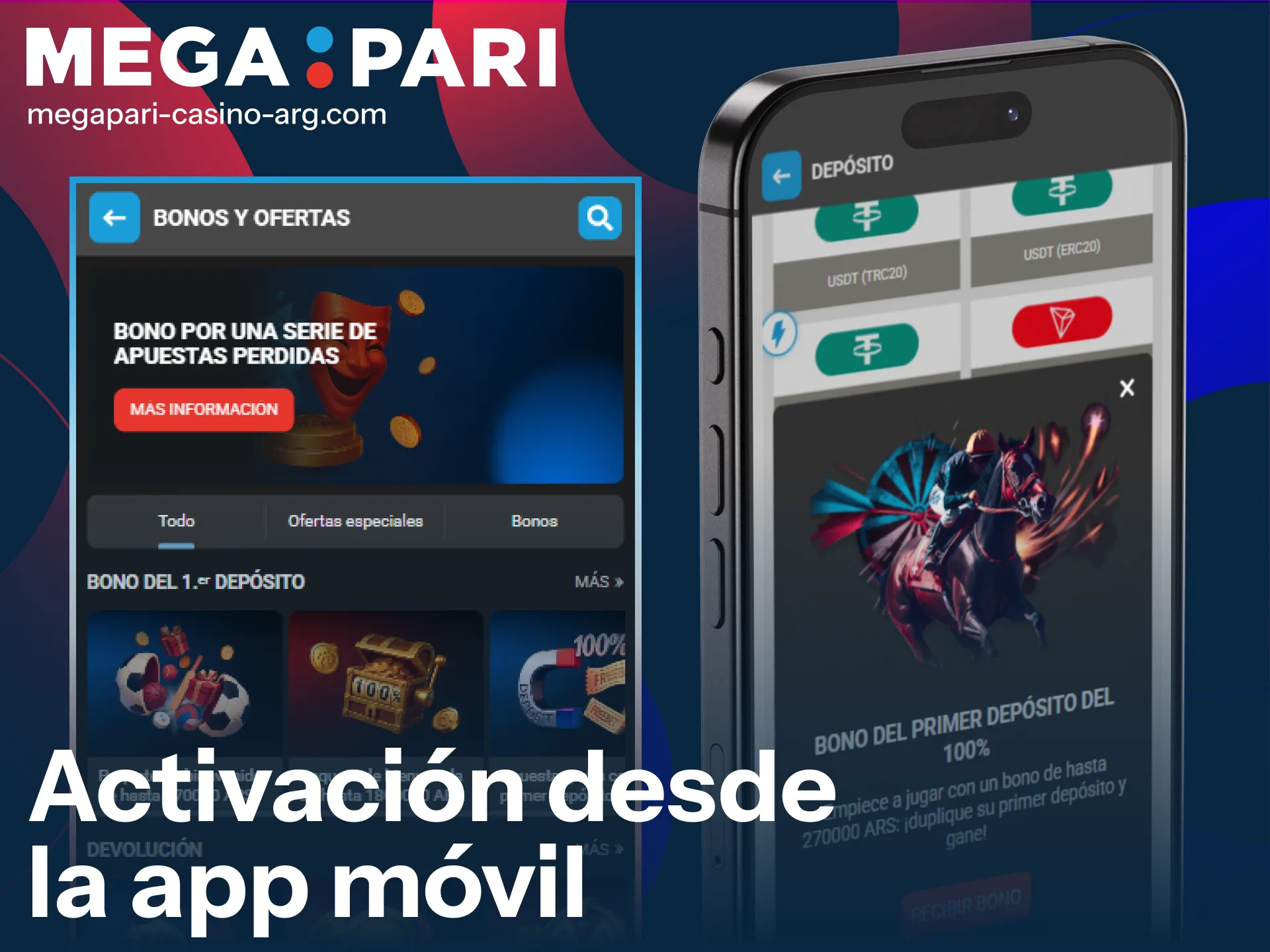 Activá tus bonos de forma rápida y sencilla utilizando la MegaPari App oficial.