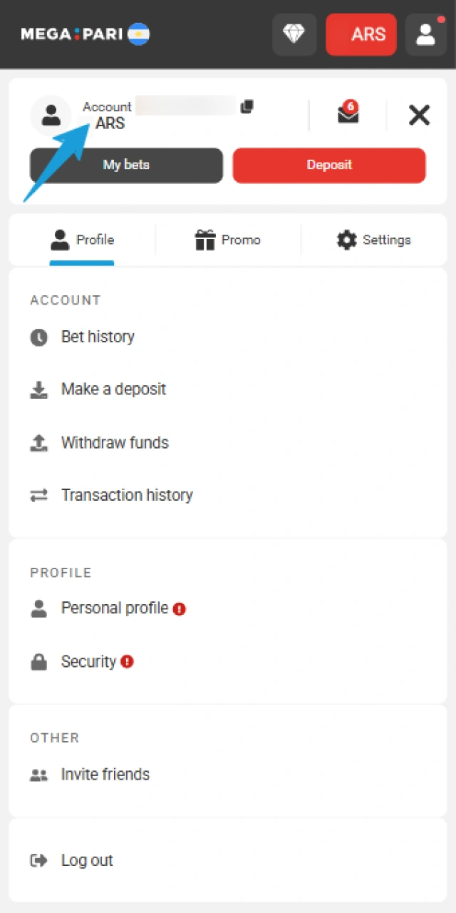 Check your MegaPari account balance to ensure the funds have been credited and are ready for play.