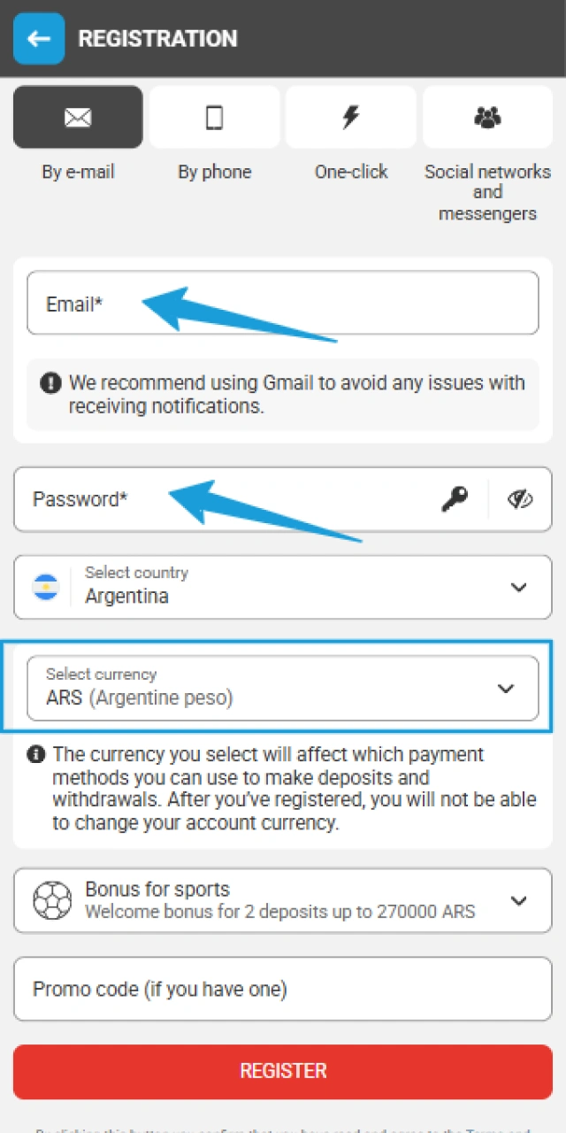 Enter the required personal information and account details into the MegaPari registration form.