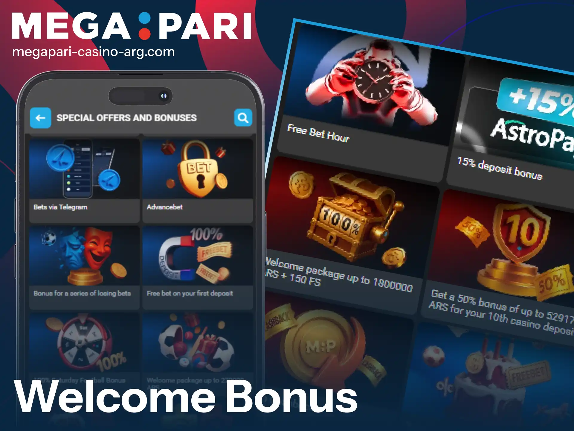 Claim your exclusive welcome bonus directly through the MegaPari mobile app in Argentina.