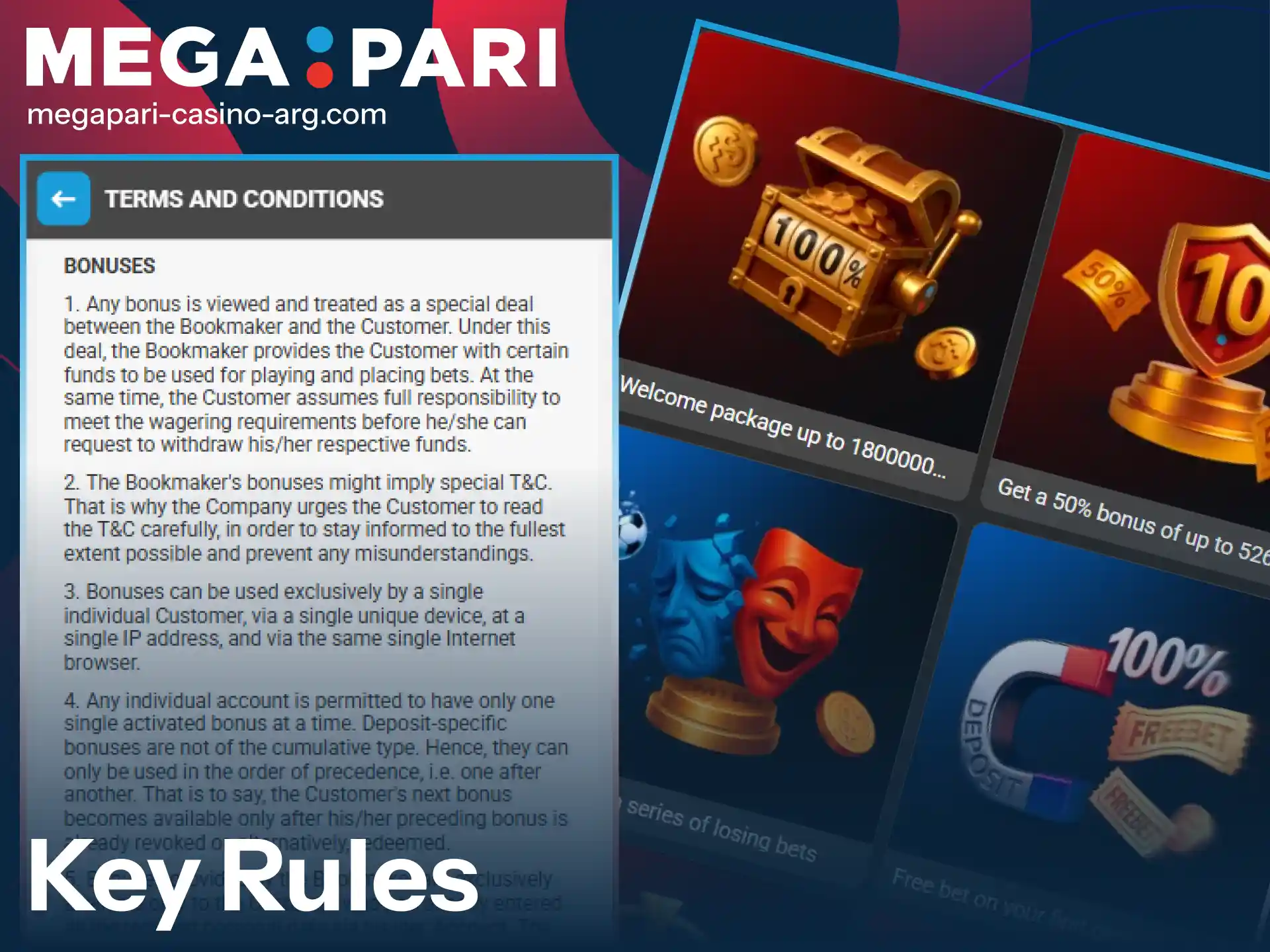 Read the essential rules to benefit from every MegaPari Bonus offer.