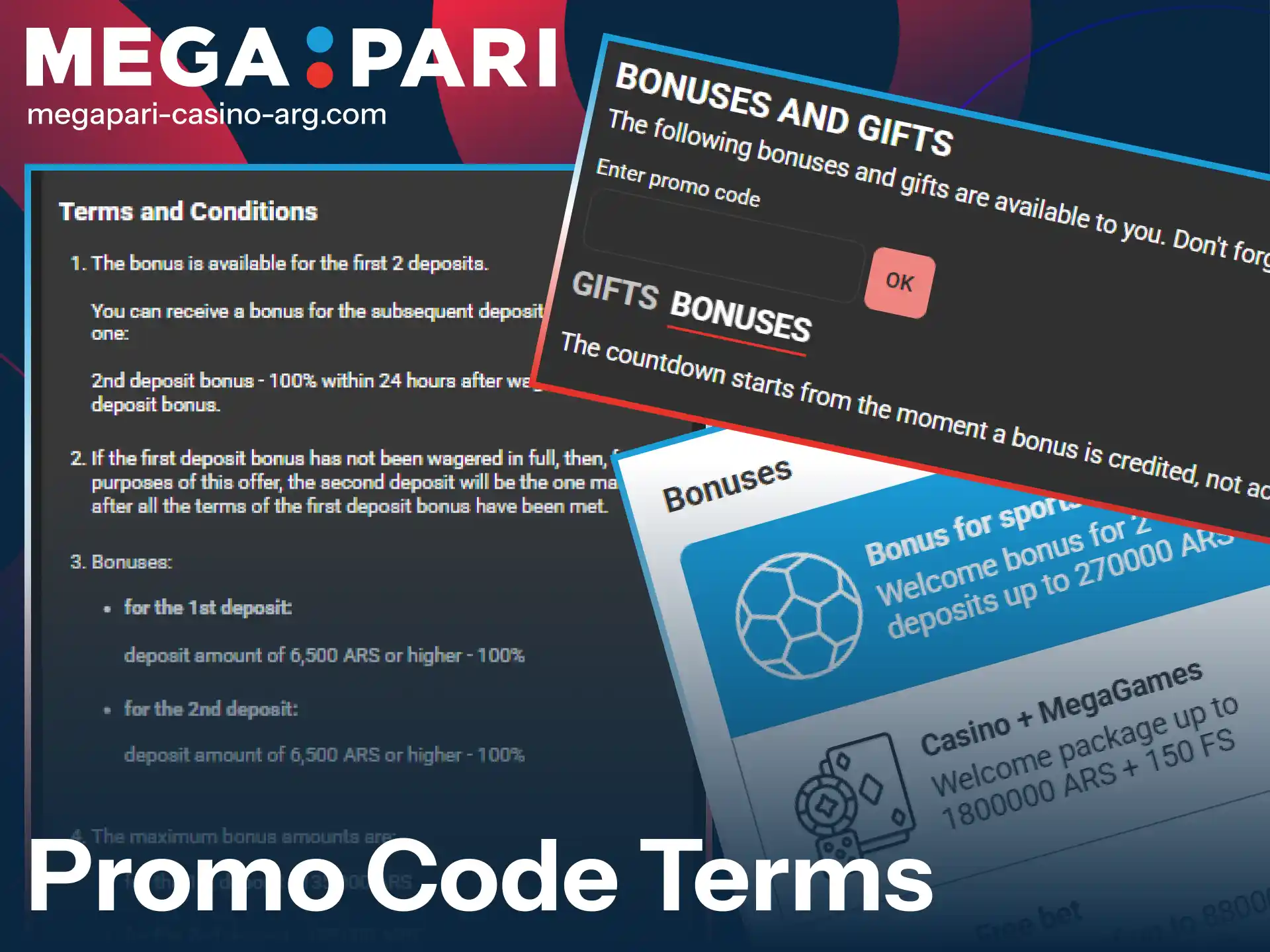 Use the unique promo code to unlock your MegaPari Bonus rewards.