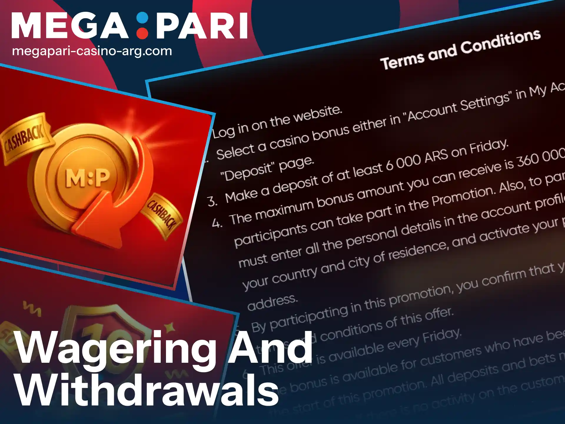Review wagering rules to withdraw winnings from your MegaPari Bonus account.