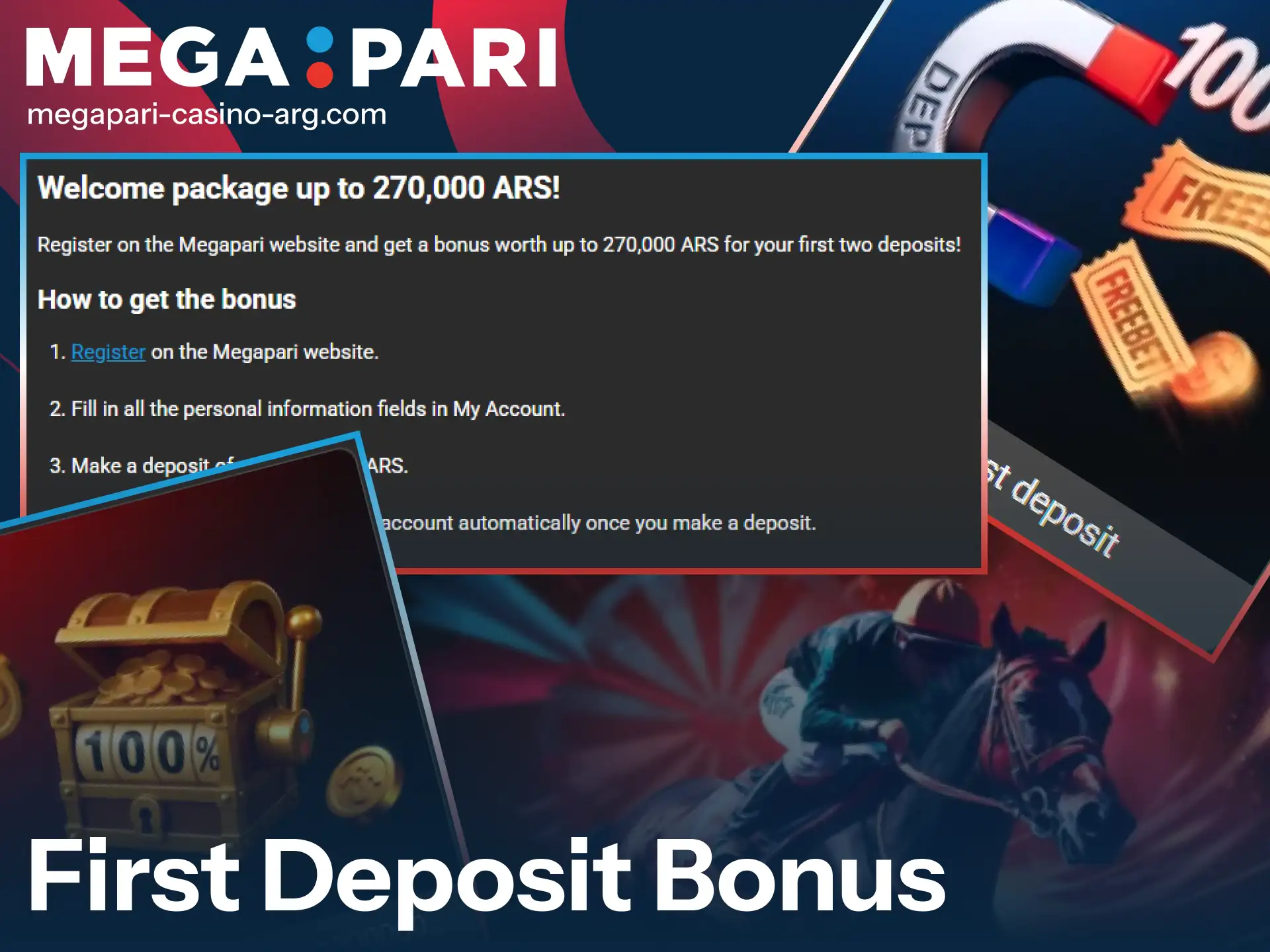 Get a MegaPari welcome Bonus by making your first mobile Deposit.