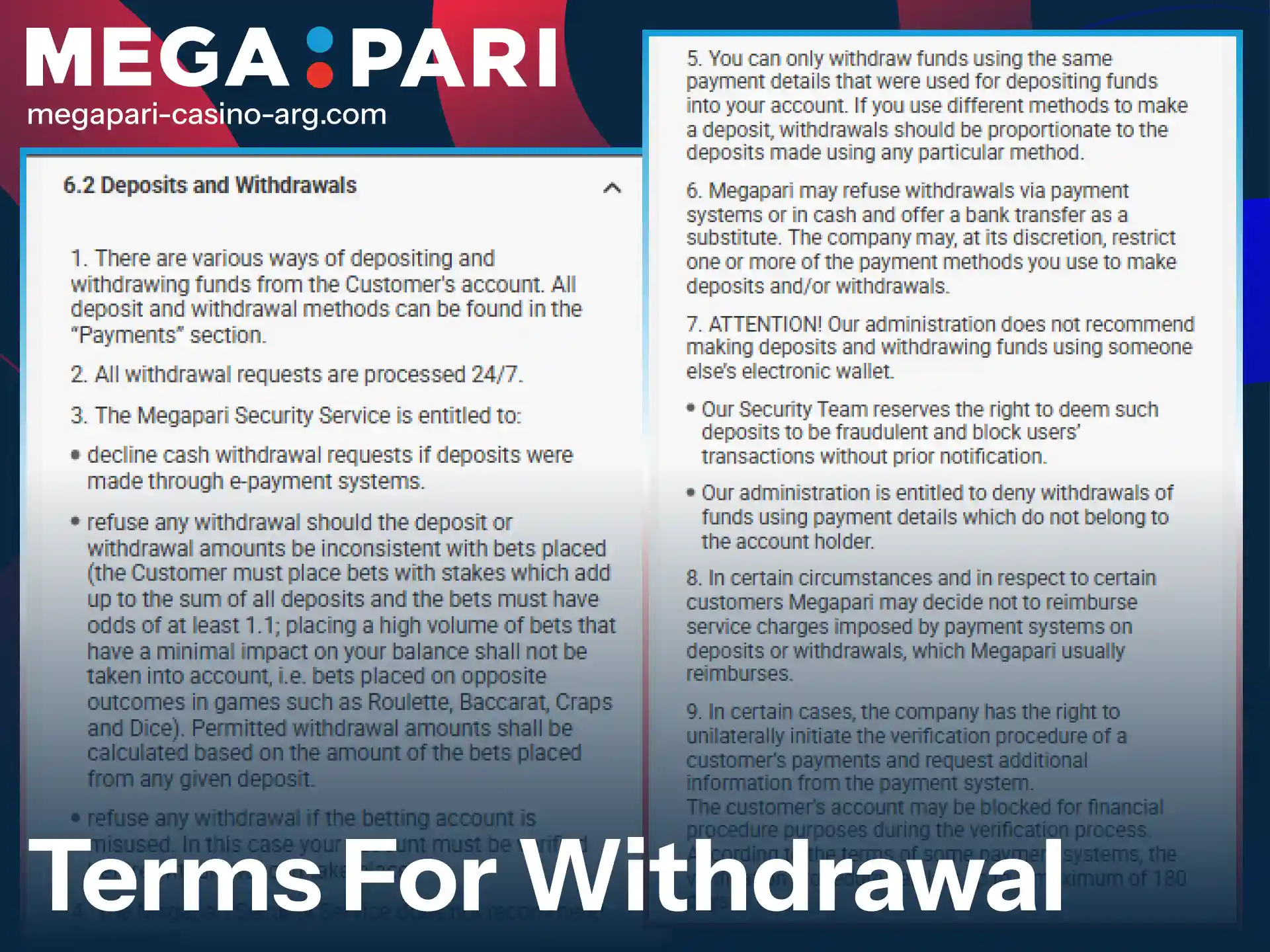 Follow the official MegaPari Withdrawal rules to receive your funds quickly.