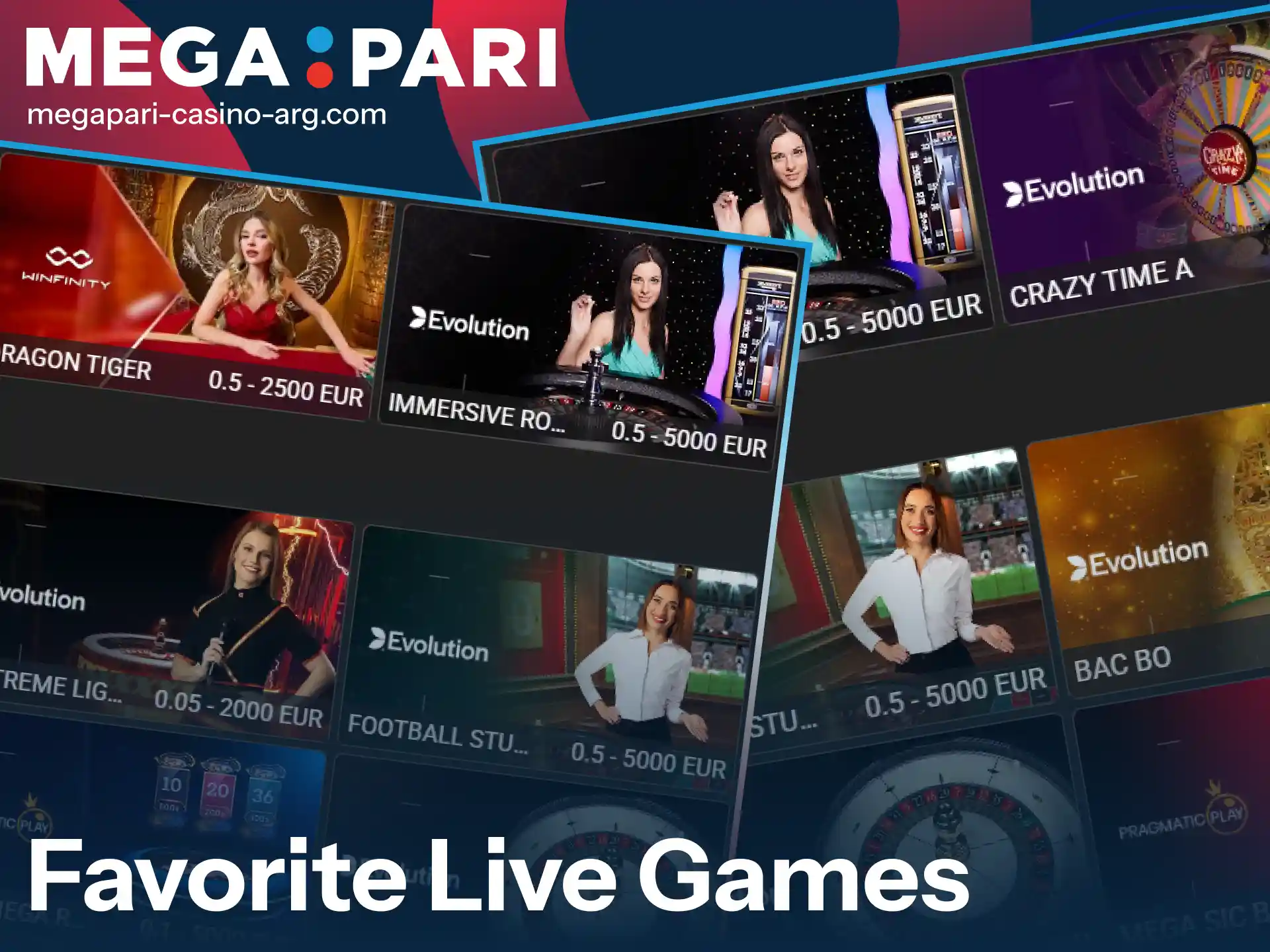 Discover popular Live Casino titles and start betting at MegaPari.