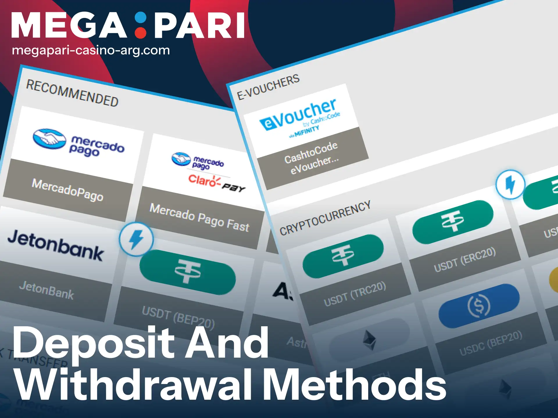 Learn about the local payment options for deposits and withdrawals at MegaPari Argentina.