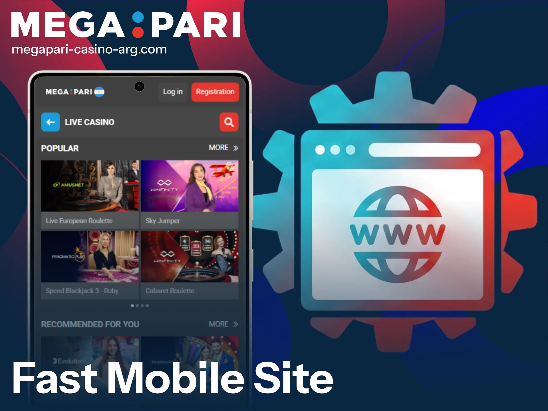 Access the fully optimized MegaPari mobile website for a fast gaming experience.