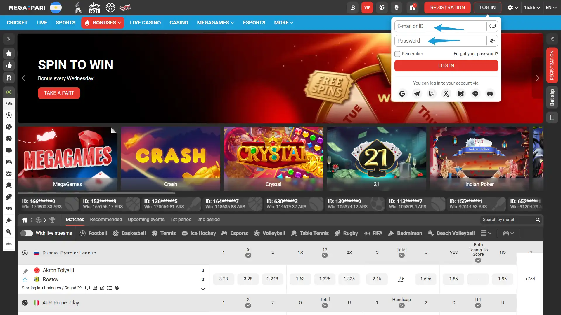 Provide your login details to securely sign in to the MegaPari platform.