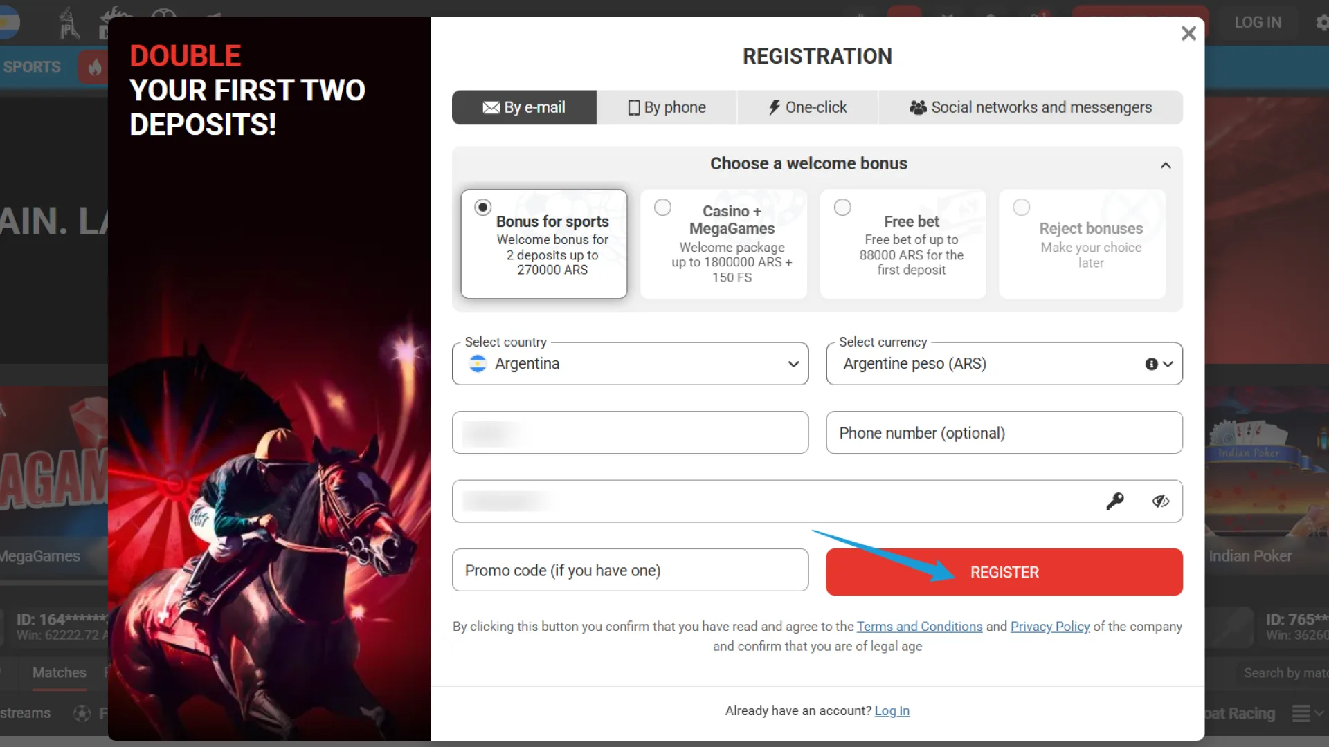 Verify your details to successfully confirm your new MegaPari account.