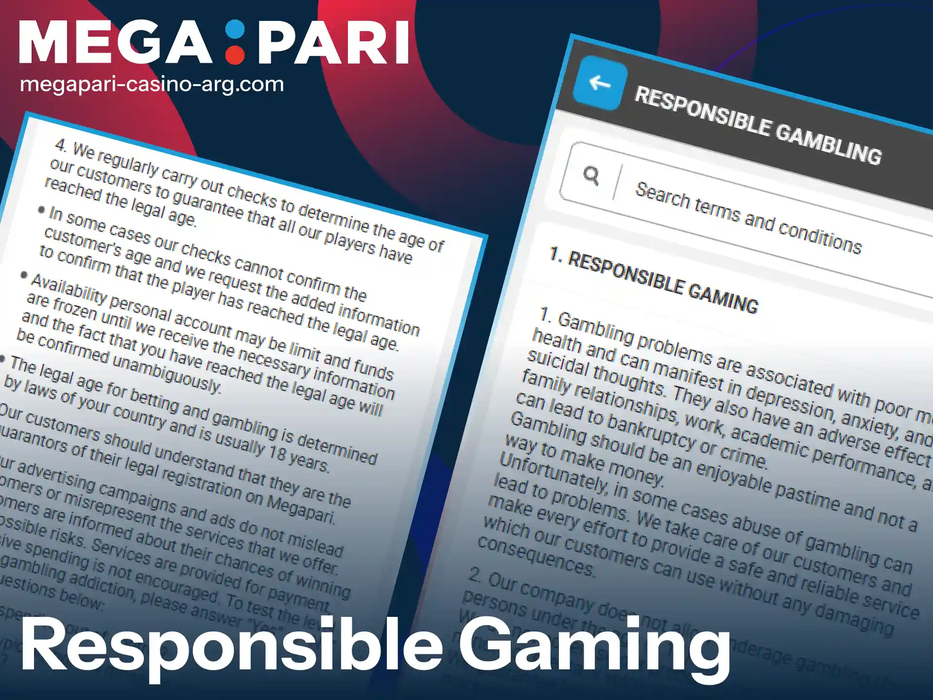 Find out about the responsible gaming tools and support offered by MegaPari.