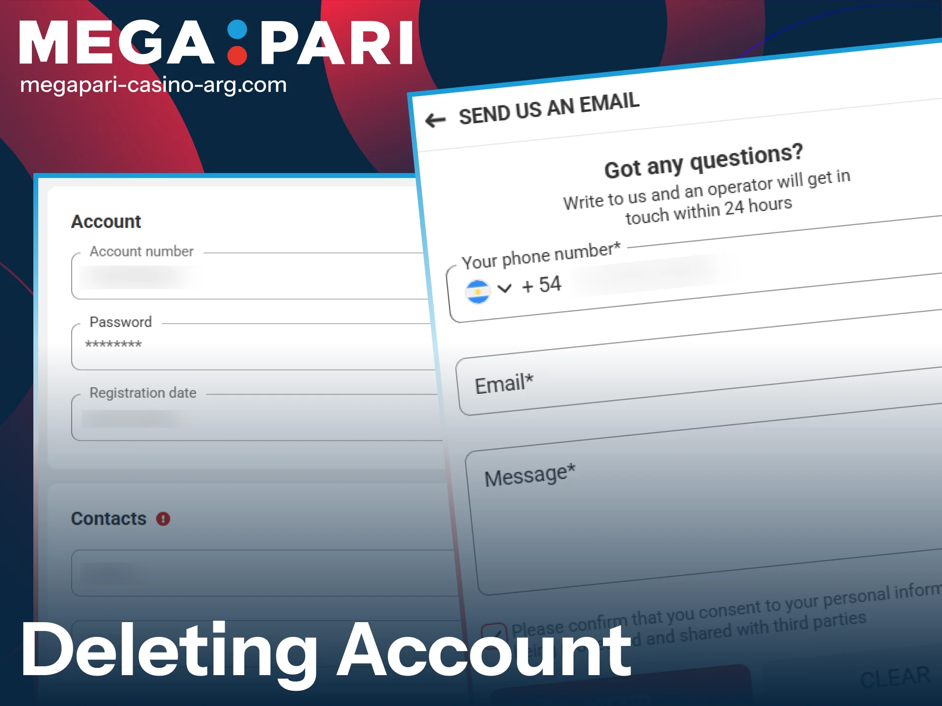 Contact support to manage your MegaPari registration and close your account.