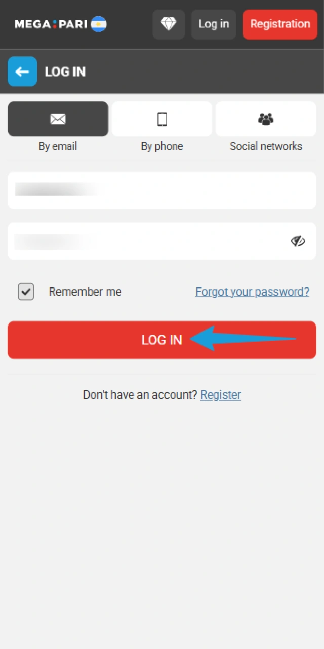 Access the game lobby and start playing after your MegaPari login.