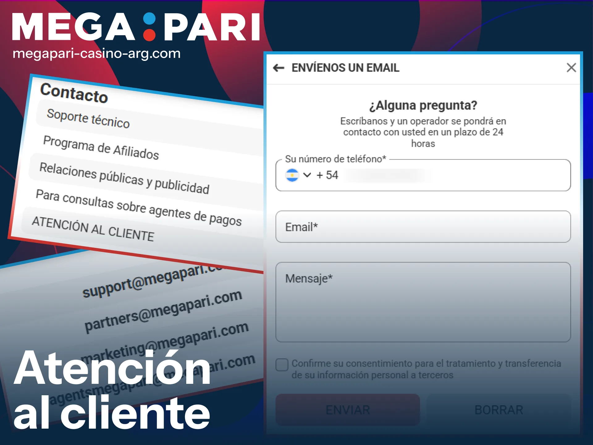 Solicitá ayuda al equipo de atención al cliente de MegaPari casino.