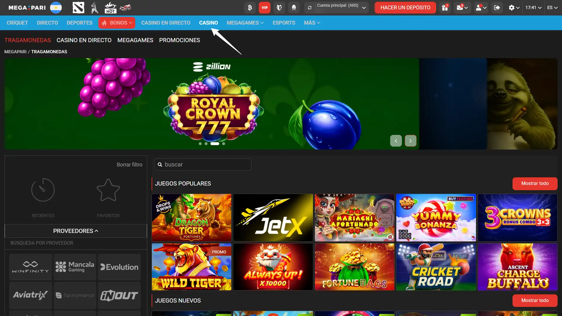 Elegí el mejor juego y realizá apuestas ganadoras en MegaPari.