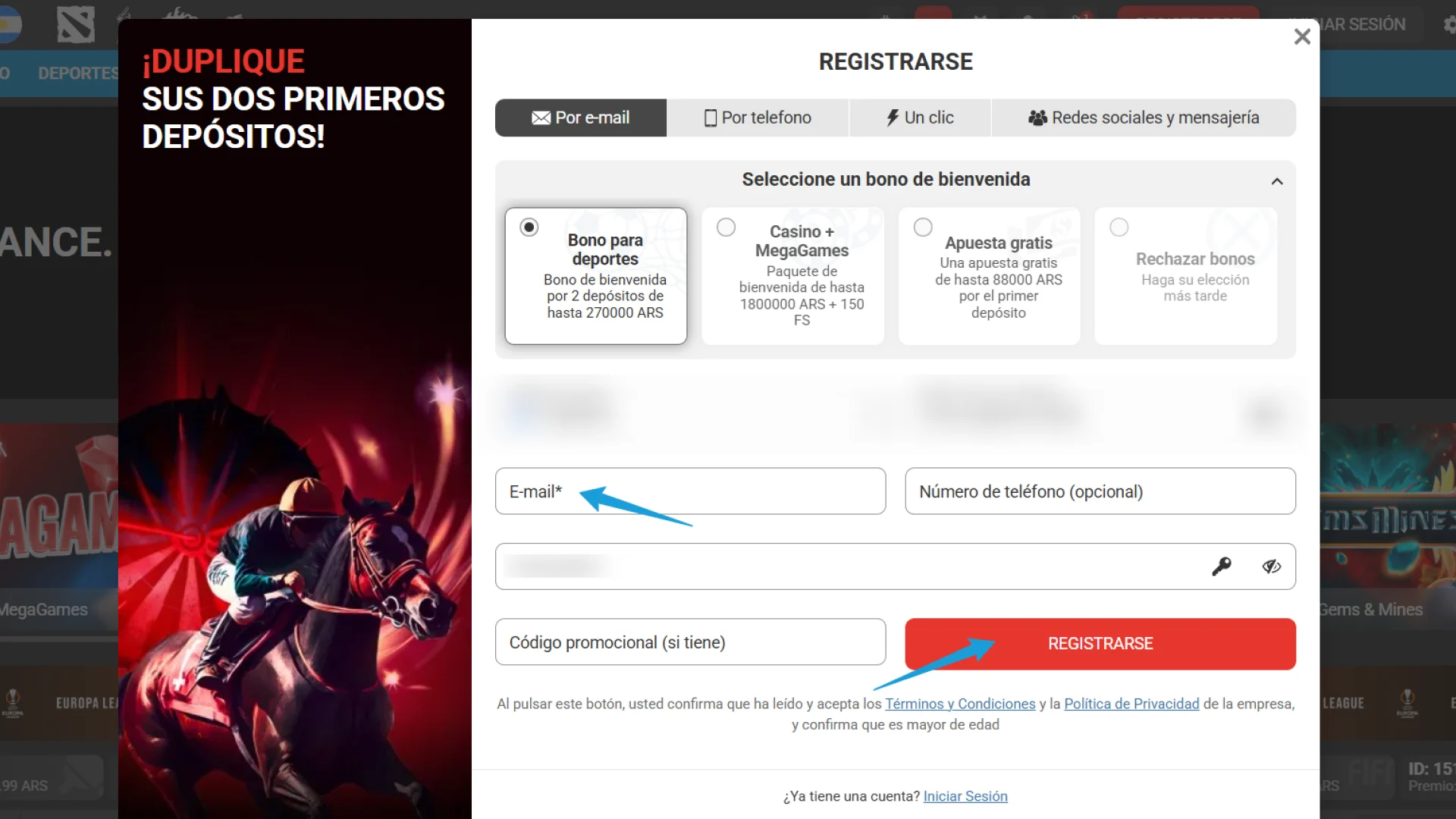 Confirmá los datos de tu Registro en MegaPari para activar cuenta.