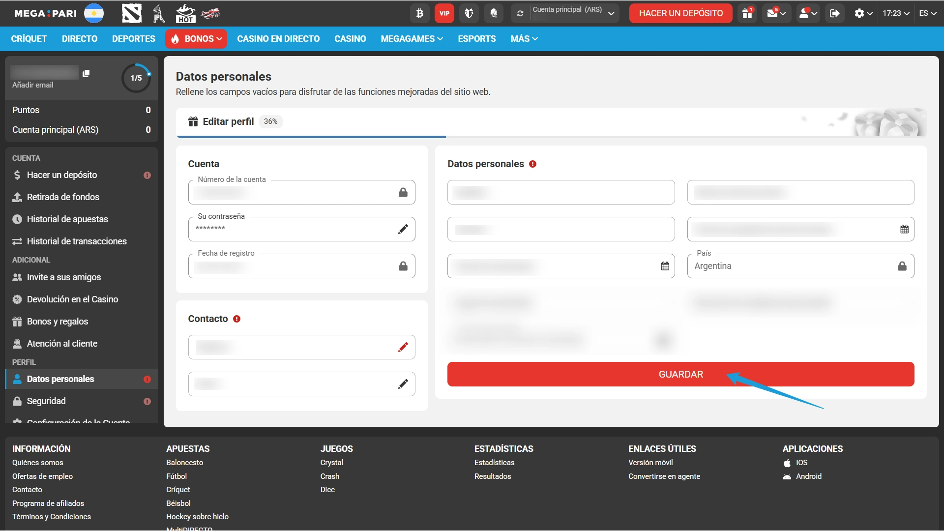 Aguardá la confirmación de tu Verificación en MegaPari casino online Argentina.