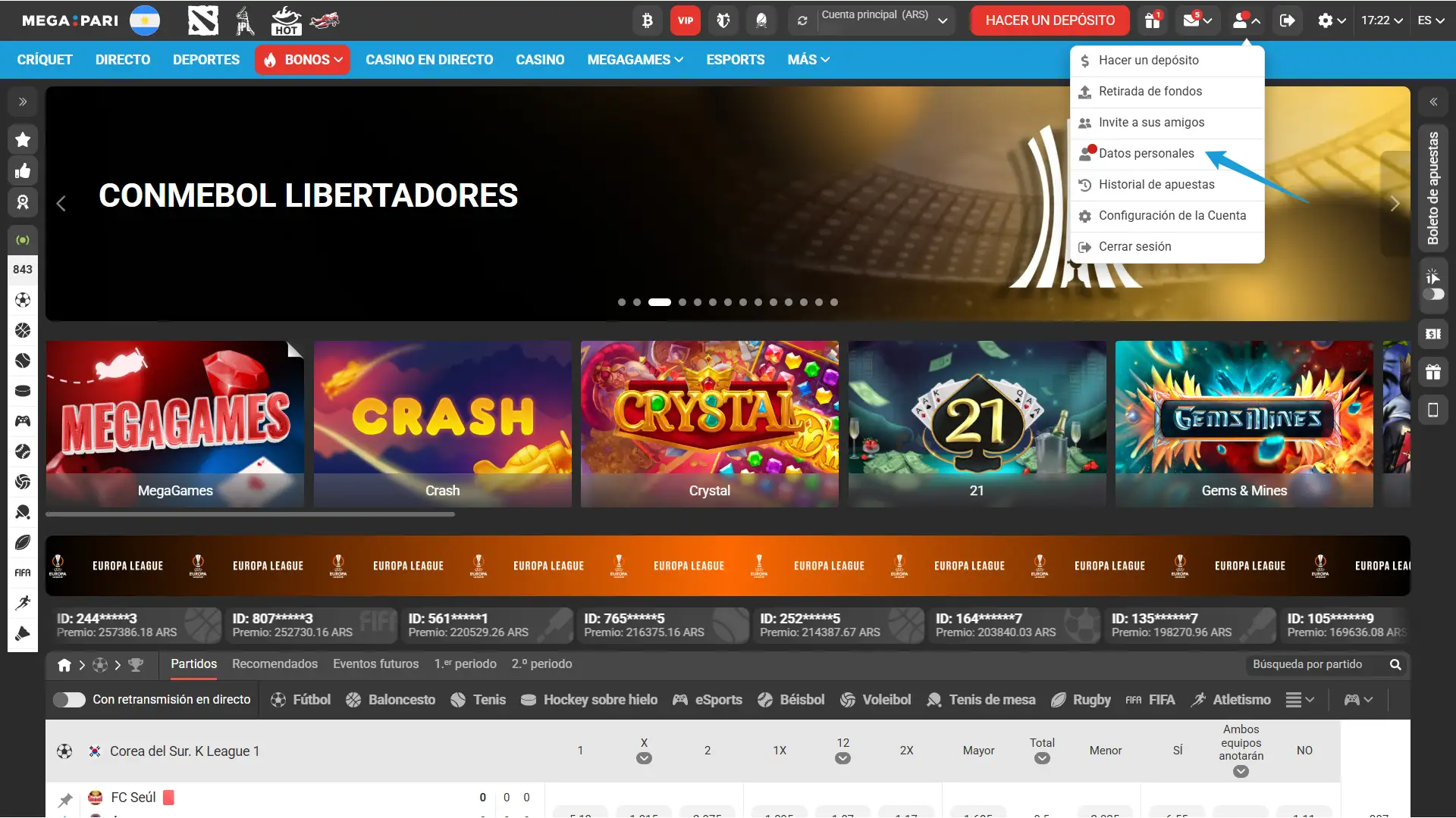Prepará tus documentos para la Verificación en MegaPari casino online.