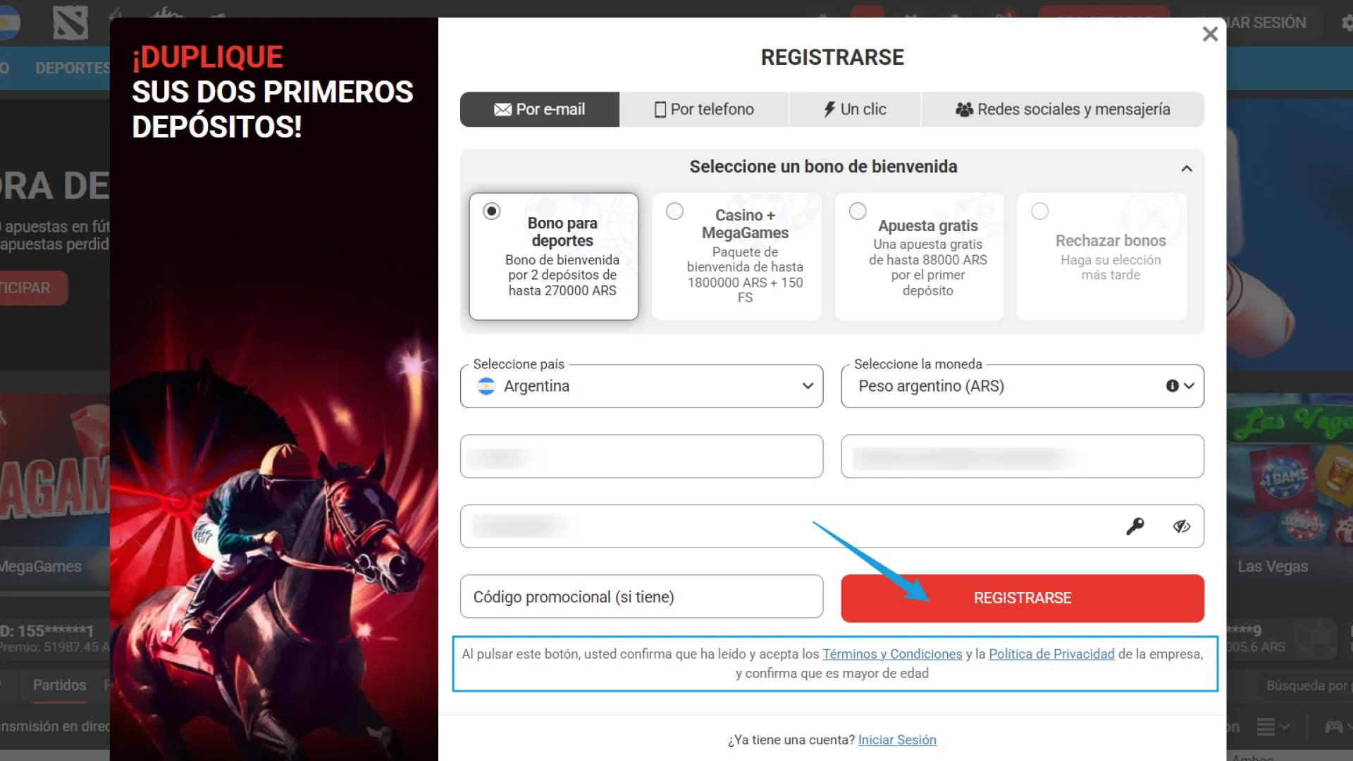 Establecé los parámetros de seguridad para tu Registro en MegaPari.