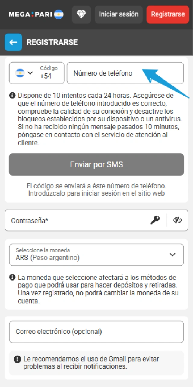 Validá tu identidad para confirmar el Registro en MegaPari exitosamente.