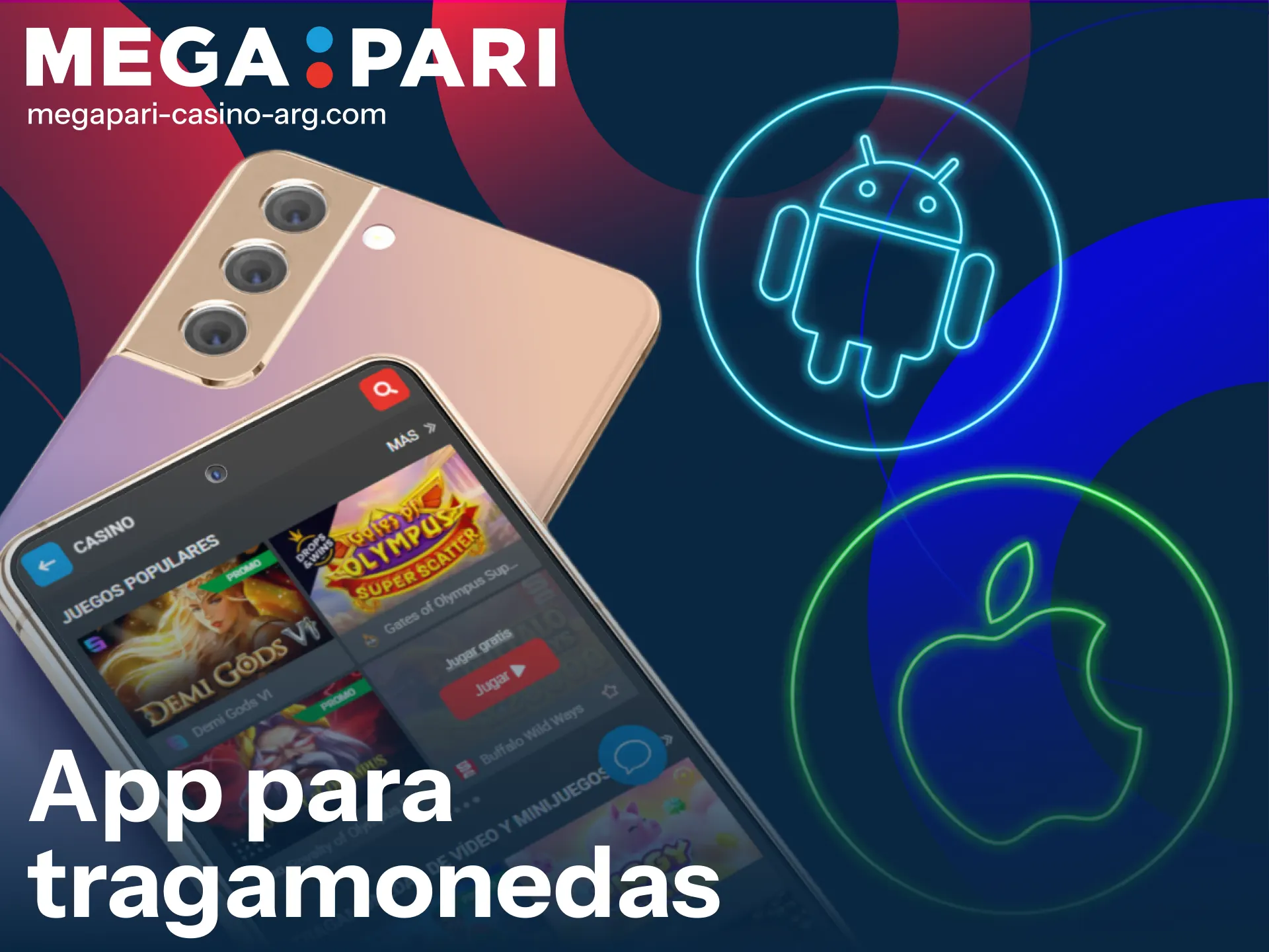 Descargá la MegaPari App y jugá a tus tragamonedas favoritas desde el celular.